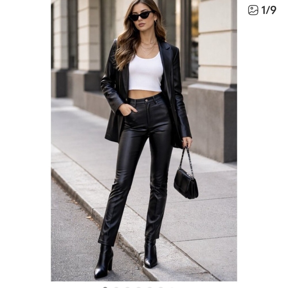 Zara ankle zip faux leather pants size small